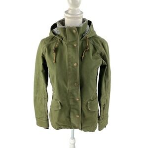 Noble Outfitters XS Green Coat Jacket Faux Fur Hood Riding Equestrian Embroidery